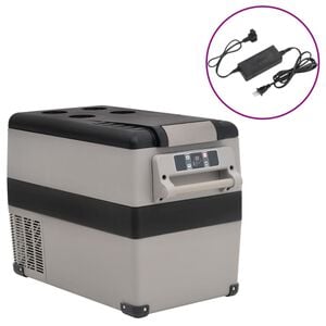 vidaXL Mala t&eacute;rmica com pega e adaptador 55 L PP e PE preto/cinzento