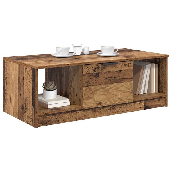 vidaXL Mesa de centro com gaveta Madeira Antiga 102 x 50 x 36cm