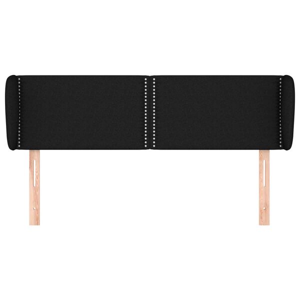 vidaXL Cabeceira de cama c/ abas tecido 147x23x78/88 cm preto