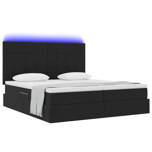 vidaXL Cama com luzes de tira LED Preto 180 x 200 cm Veludo