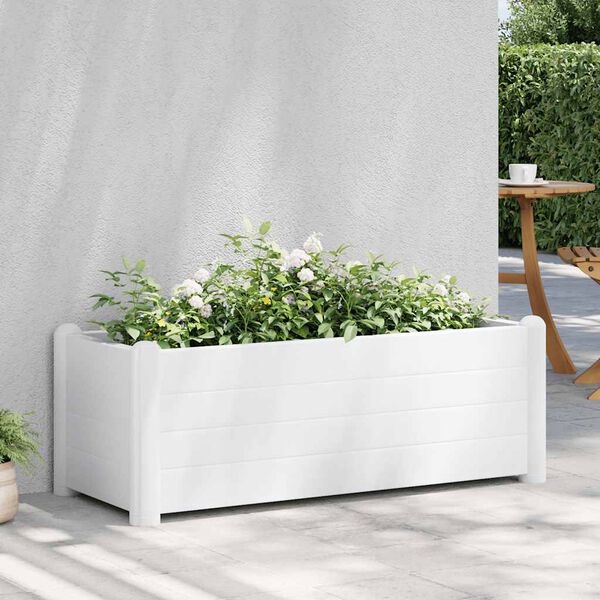 vidaXL Canteiro elevado para jardim PP 100x43x35 cm branco