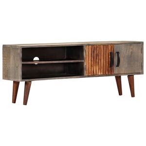 vidaXL M&oacute;vel TV 130x30x46 cm madeira mangueira &aacute;spera maci&ccedil;a cinzento