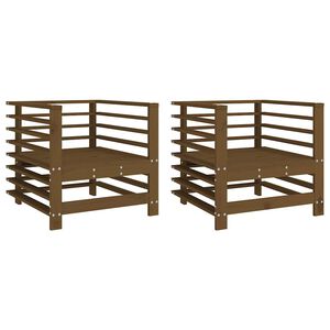 vidaXL Cadeiras de jardim 2 pcs madeira de pinho maci&ccedil;a castanho-mel