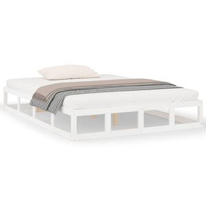 vidaXL Estrutura de cama super king 180x200 cm madeira maci&ccedil;a branco
