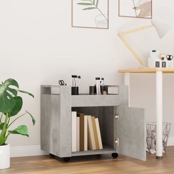 vidaXL Trólei secretária 60x45x60 cm derivados madeira cinza cimento