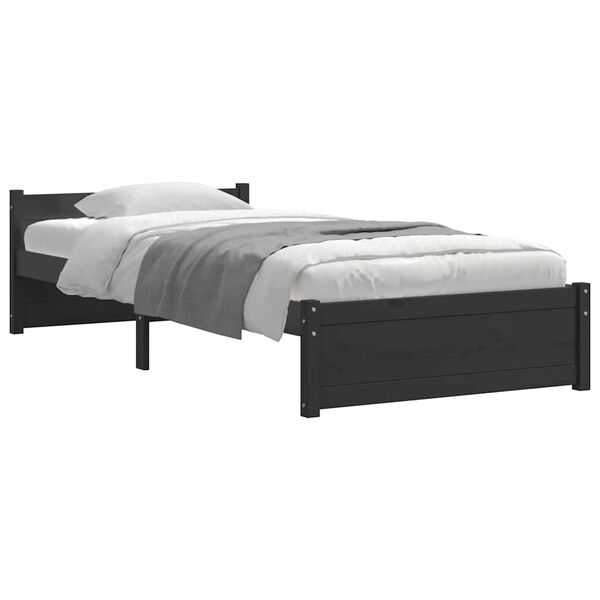 vidaXL Estrutura de cama 90x200 cm madeira maci&ccedil;a preto