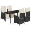 vidaXL 5 pcs conjunto de jantar p/ jardim c/ almofad&otilde;es vime PE preto