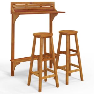 vidaXL 3 pcs conjunto de bar para jardim madeira de ac&aacute;cia maci&ccedil;a