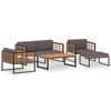 vidaXL 5 pcs conjunto lounge de jardim madeira de ac&aacute;cia maci&ccedil;a e a&ccedil;o