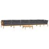 vidaXL 6 pcs conj. sof&aacute;s paletes p/ jardim c/ almofad&otilde;es ac&aacute;cia maci&ccedil;a