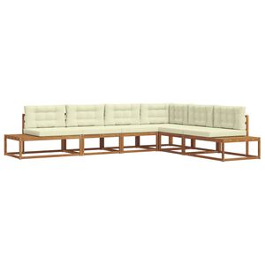 vidaXL Conjunto de Sof&aacute;s para Exterior Natural e Creme