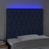 vidaXL Cabeceira de cama c/ luzes LED tecido 100x7x118/128 cm azul