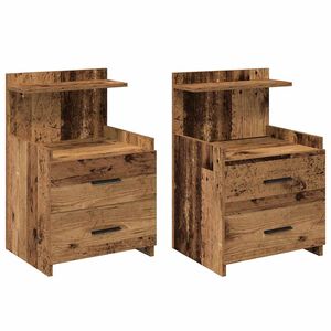 vidaXL Mesas de cabeceira 2 pe&ccedil;as com 2 gavetas madeira antiga 40x36,5x62 cm
