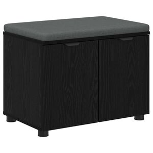 vidaXL Banco de Hall com almofada Carvalho Preto 60 x 38 x 46 cm