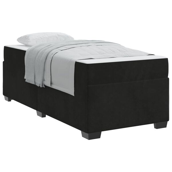 vidaXL Estrutura da Cama com colch&atilde;o Preto 90 x 190 cm tecido