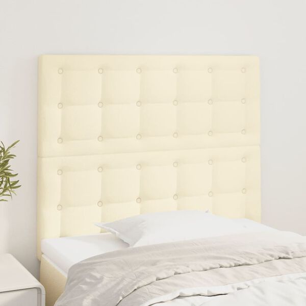 vidaXL Cabeceira Creme 100x5x118/128 cm Couro Sint&eacute;tico