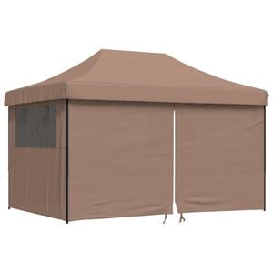 vidaXL Tenda p/ festas pop-up dobr&aacute;vel com 4 paredes laterais castanho