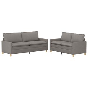 vidaXL Conjunto de Sof&aacute;s 2 unid. Cinzento-acastanhado Tecido