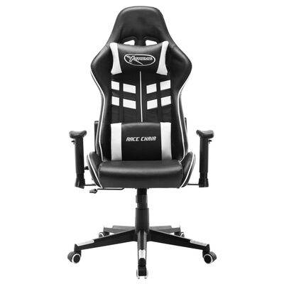 vidaXL Cadeira de gaming couro artificial preto e branco