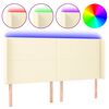 vidaXL Cabeceira cama c/ LED 203x16x118/128 cm couro artificial cr&egrave;me