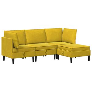 vidaXL Conjunto de M&oacute;veis para Sala de Estar 4 unid. Amarelo Veludo
