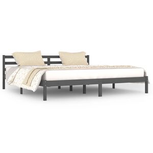 vidaXL Estrutura de cama 200x200 cm pinho maci&ccedil;o cinzento