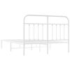 vidaXL Estrutura de cama com cabeceira 135x190 cm metal branco