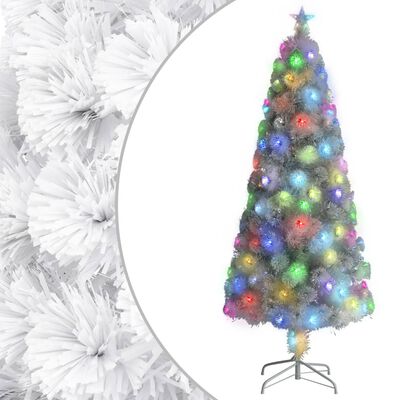 vidaXL Árvore de Natal artificial c/ LEDs 180 cm fibra ótica branco |  