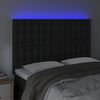 vidaXL Cabeceira cama c/ LED couro artificial 144x5x118/128 cm preto