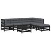 vidaXL 7 pcs conjunto lounge jardim c/ almofad&otilde;es madeira maci&ccedil;a preto