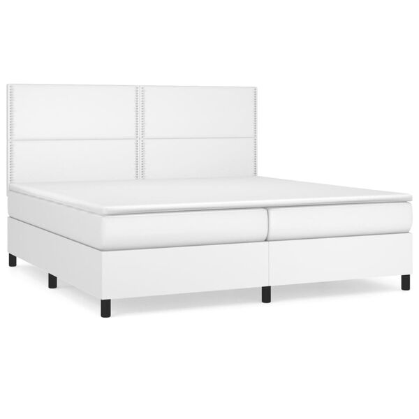 vidaXL Cama com molas/colchão 200x200 cm couro artificial branco