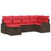 vidaXL Conjunto de Sof&aacute;s 6 unid. 6-N&uacute;mero de lugares Marrom e Vermelho