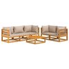 vidaXL 6pcs conj. lounge jardim madeira c/almofadões cinza-acastanhado