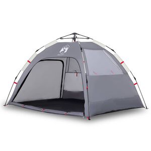vidaXL Tenda praia 2 pessoas liberta&ccedil;&atilde;o r&aacute;pida imperme&aacute;vel cinzento