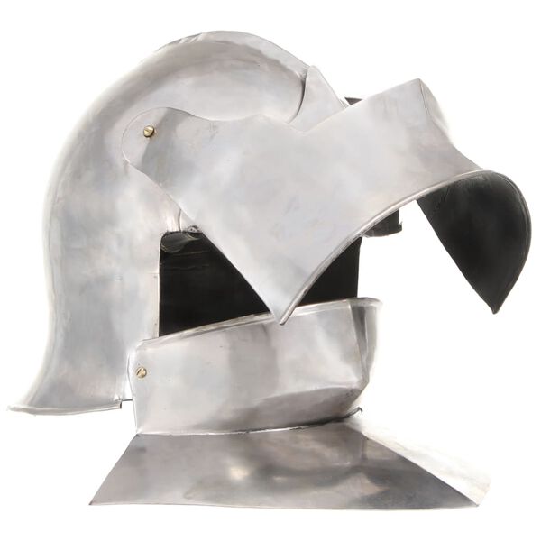 vidaXL Capacete de cavaleiro medieval r&eacute;plica LARP a&ccedil;o prateado