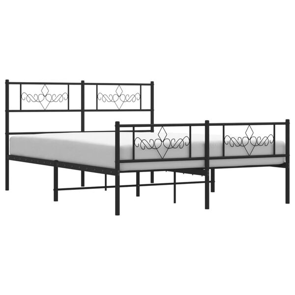 vidaXL Estrutura de cama com cabeceira e p&eacute;s 120x190 cm metal preto