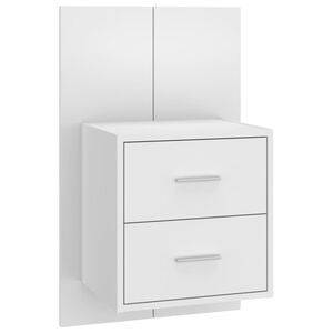 vidaXL Mesa de cabeceira montagem na parede branco brilhante