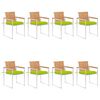 vidaXL Cadeiras de jardim 8 pcs c/ almofad&otilde;es madeira de teca maci&ccedil;a