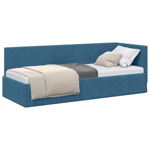 vidaXL Estrutura de Cama de Canto Azul 80 cm x 200 cm Veludo
