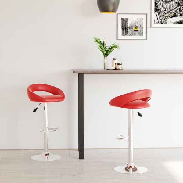vidaXL Bancos de bar 2 pcs couro artificial vermelho