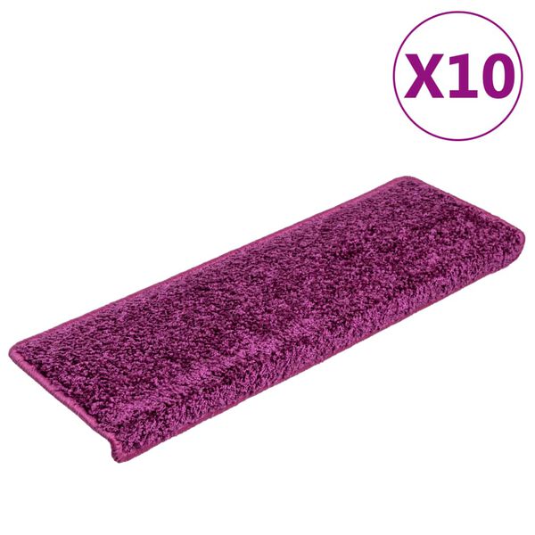 vidaXL Tapetes de escada 10 pe&ccedil;as 65x21x4 cm roxo com borda retangular