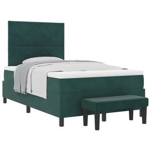 vidaXL Cama Box com colch&atilde;o Verde Escuro 120 x 190 cm Veludo