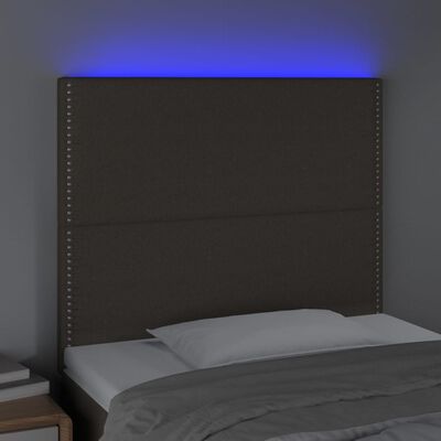 vidaXL Cabeceira cama c/ LED tecido 80x5x118/128 cm cinza-acastanhado
