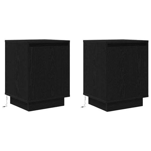 vidaXL Mesas cabeceira c/ luzes LED 2 pcs 38x34x50 cm preto