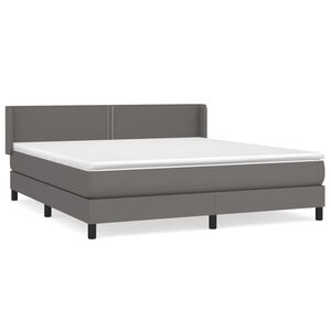 vidaXL Cama com molas/colch&atilde;o 180x200 cm couro artificial cinza