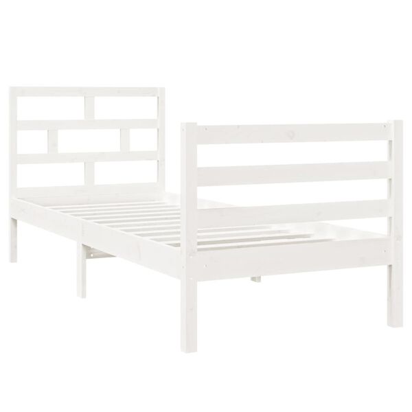 vidaXL Estrutura cama pequena solteiro 75x190 cm madeira maci&ccedil;a branco