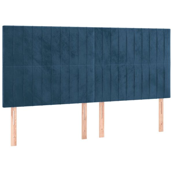 vidaXL Cabeceira cama c/ luzes LED veludo 160x5x118/128cm azul-escuro