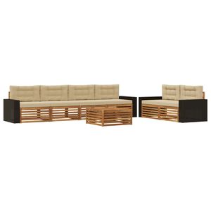vidaXL Conjunto de Sof&aacute;s para Exterior 7 unid. Natural e Bege