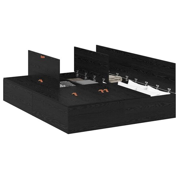 vidaXL Estrutura da Cama com armazenamento Carvalho preto 140 x 200 cm