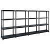 vidaXL Unidade com 4 prateleiras 244x30,5x130 cm pl&aacute;stico preto
